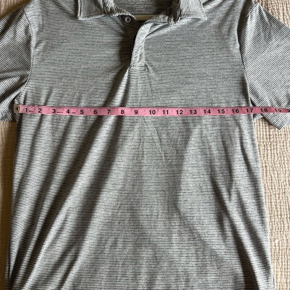 Grey Striped Sports Polo - size M - Picture 5 of 6